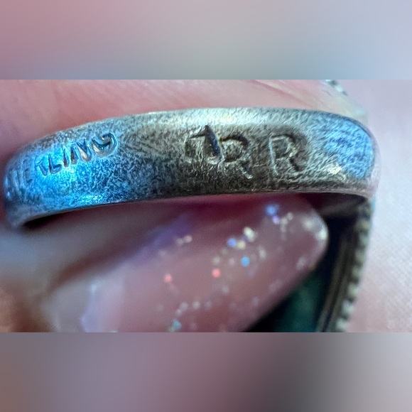 Old Arizona Turquoise Blue Web Sterling Silver Arrow Snake Ring, Size 6.75 - Picture 7 of 9